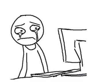 ® c335156a плач, грустный, компьютер, клавиатура, человечек, слёзы, интернет telegram sticker