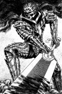 🌟 44a80d8a Guts Berserk броня, меч, воин, манга, аниме whatsapp sticker