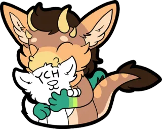 💕 7e6dfac5 YCH Furry, Peluk, Lucu, Anthro, Seni digital, Monster, Binatang telegram sticker