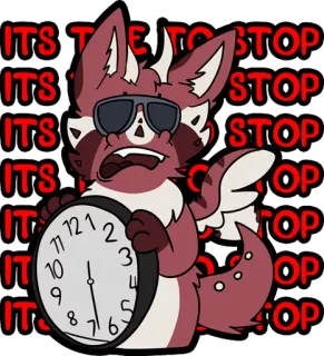 ⌚ 83210ade ITS TAE TOSTOP ITS STOP ITS STOP ITS OP kartun, berhenti, waktu, jam, kacamata, merah, karakter telegram sticker