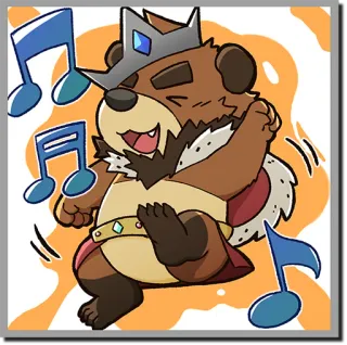 🎧 157a2a7b kartun, beruang, raja, not musik, menari, mahkota telegram sticker