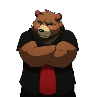 😳 e236fecd beruang, antropomorfik, furry, karakter, kesal, bersedekap telegram sticker