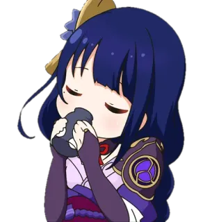 🍵 063b3e52 Raiden Shogun Genshin Impact アニメ, ゲーム, 漫画, かわいい, 雷電将軍, 原神, ちび telegram sticker