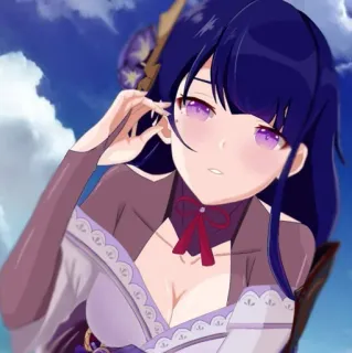 🧐 5f88961c Raiden Shogun Genshin Impact アニメ 女の子, ゲームキャラクター, 紫髪, 原神 telegram sticker