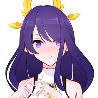 💜 d473bbe4 アニメ, マンガ, 女の子, ハート, 紫髪, 可愛い, 漫画 telegram sticker