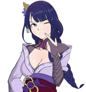 🤔 dd9d7742 Raiden Shogun Genshin Impact アニメ, ゲーム, 雷電将軍, 原神, ワイフ, 可愛い, キャラクター, 女性 telegram sticker