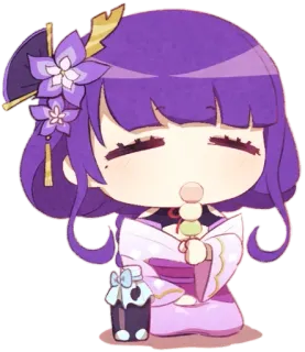 🍡 e83a54f6 Raiden Shogun Genshin Impact アニメ, 雷電将軍, 原神, ゲーム, かわいい, ちびキャラ, 紫 telegram sticker