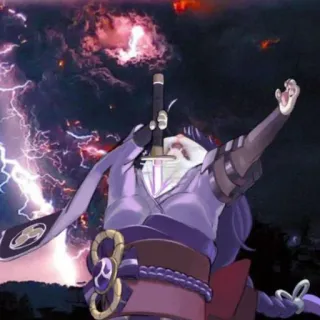 🤯 e7af4344 애니메이션, 고양이, 검, 번개, 보라색 telegram sticker