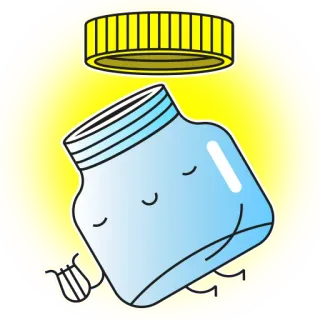 😇 c79dd2d0 罐子, 睡眠, 盖子, 黄色, 卡通, 空的, 容器 telegram sticker