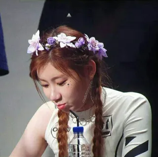 ☹️ 169b507c donna, corona di fiori, trecce, collana, top bianco telegram sticker