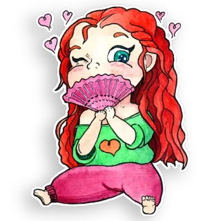 😍 22bbacd6 pegatina, chica, dibujos animados, fan, corazones, lindo telegram sticker