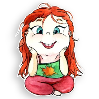 😊 3156cf91 pelo rojo, chica, dibujos animados, pegatina, lindo, ilustración telegram sticker