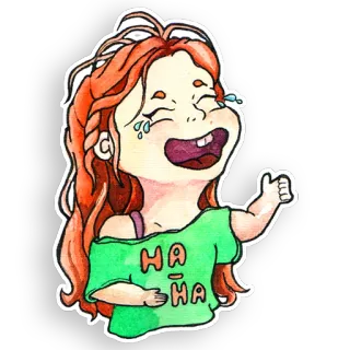 😂 d36daad8 HA HA risa, llorando, dibujos animados, chica, divertido, feliz telegram sticker