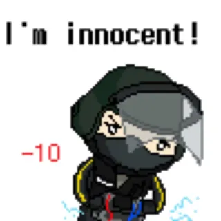 😤 a3728354 I'm innocent! zamieszki, policja, kask, kreskówka, pixel art whatsapp sticker