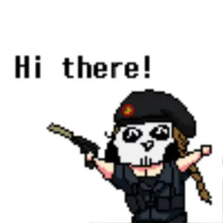 😆 abd848c4 Hi there! wojsko, kreskówka, pixel art, broń, żołnierz whatsapp sticker
