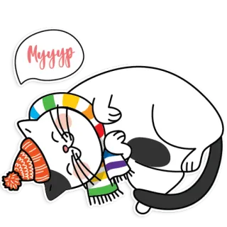 😴 39794602 Мууур кот, спящий, шарф, зима, милый, мультфильм telegram sticker