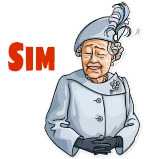 👍 48ad4235 SIM Reine Elizabeth, Portrait, Dessin animé, Sim telegram sticker