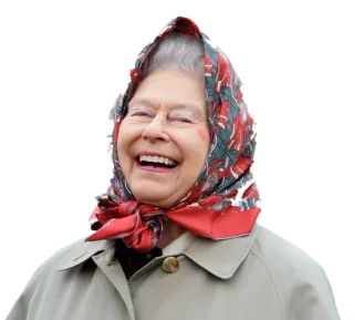 😄 8e6ac619 Queen Elizabeth II Reine Elizabeth, famille royale, portrait, foulard, souriant, monarque telegram sticker