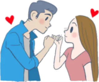 👫 8569cf91 para, obietnica, miłość, kreskówka, relacja, serca, obietnica, słodki telegram sticker