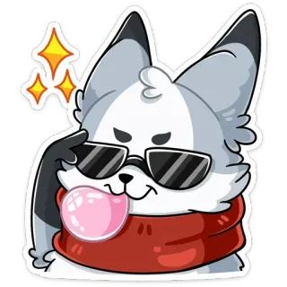 😎 0ef9facc fox, sunglasses, bubblegum, cool, animal, cartoon, sticker telegram sticker