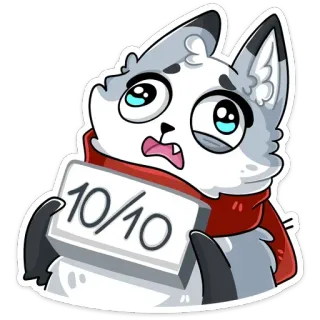 🔝 87d5e54e 10/10 cat, anime, cute, sticker, cartoon, animal, scarf, score telegram sticker
