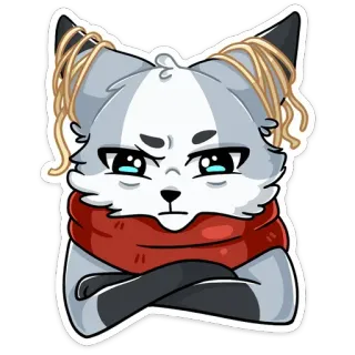😠 dfcc8301 cartoon, animal, fox, sticker, cute, scarf, angry telegram sticker