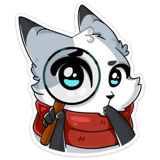 🔍 f03599bc animal, magnifying glass, detective, cat, curious, searching telegram sticker