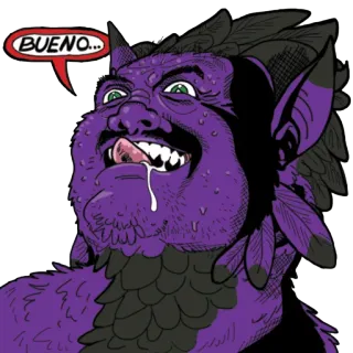 😈 282d42f7 BUENO... Monster, Lila, Kreatur, Zunge, Sabber, Bueno, Sprechblase telegram sticker