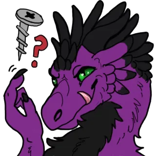 👌 489ee2bf Drache, verwirrt, Frage, Schraube, Fellwesen, anthropomorph telegram sticker