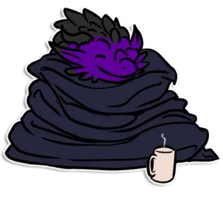 🌯 f2045f4b Drache, gemütlich, Decke, Kaffee, warm telegram sticker
