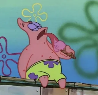 🌟 42f00b75 Patrick Star SpongeBob SquarePants Patrick Star, SpongeBob, cartoon, ice cream, pink starfish, funny, animated telegram sticker