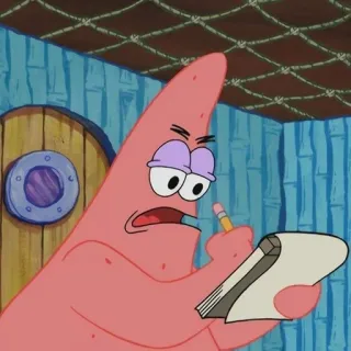 🌟 82010cea Patrick Star Spongebob Squarepants Patrick Star, Spongebob, cartoon, writing, notebook telegram sticker