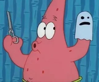 🌟 bb37308b Patrick Star SpongeBob SquarePants patrick star, spongebob squarepants, cartoon, scissors, ghost, funny telegram sticker