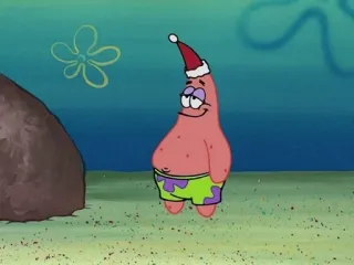 🌟 eacf0b21 Patrick Star patrick star, spongebob, christmas, cartoon, christmas hat telegram sticker