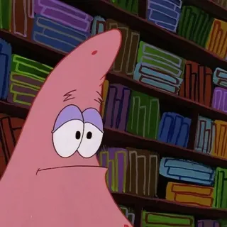 🌟 f73ee1c7 Patrick Star SpongeBob SquarePants Patrick Star, SpongeBob SquarePants, cartoon, nickelodeon, sad, library, character telegram sticker