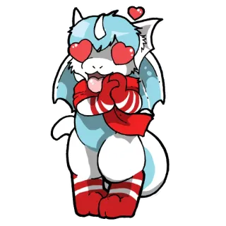 😍 0be78627 dragón, dibujos animados, amor, corazones, lindo, bufanda, caprichoso whatsapp sticker