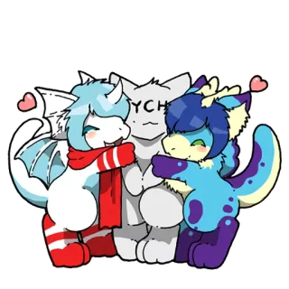 💘 177891ca YCH Furry, Anthro, Dragón, Fantasía, Animal, Lindo, Dibujos animados whatsapp sticker