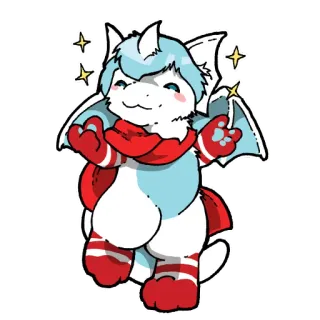 ✨ 3bdfe70f dragón, bufanda, lindo, personaje, dibujos animados whatsapp sticker