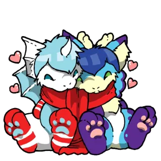 💝 42487fc4 Furry, Dragón, Anthro, Lindo, Corazones, Bufanda, Cariñoso whatsapp sticker