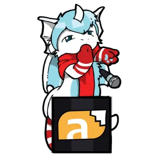 🎙 429c88fc dragón, dibujos animados, lindo, antro, micrófono, invierno, bufanda whatsapp sticker