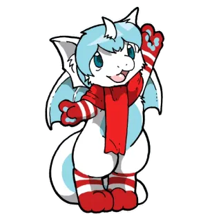 😃 6698f9f0 dragón, dibujos animados, invierno, bufanda, lindo, peludo whatsapp sticker