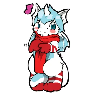 😘 91b817ae dragón, dibujos animados, lindo, invierno, bufanda, guantes, calcetines whatsapp sticker