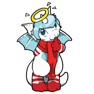 😇 aea3984e Dibujos animados, Anime, Personaje, Monstruo, Mono, Invierno, Bufanda, Dragón, Ángel whatsapp sticker