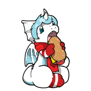 🍞 bef3d7f5 dragón, dibujos animados, sándwich, comiendo, lindo, animal whatsapp sticker