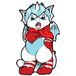 🤨 cc948072 dragón, lindo, invierno, dibujos animados, bufanda, rayas, animal whatsapp sticker