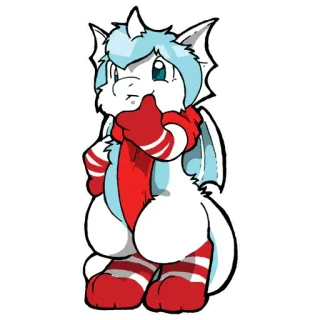 🤔 d1c67497 dragón, furry, dibujos animados, bufanda, lindo, animal, caprichoso whatsapp sticker