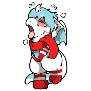 ❤ d66a998c dragón, invierno, lindo, bufanda, frío, dibujos animados whatsapp sticker
