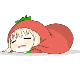 😑 6fdcadbd cartoon, chibi, sleepy, tomato, food, kawaii telegram sticker