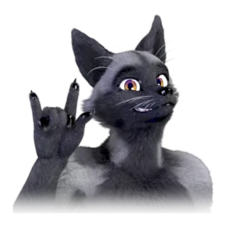 🤘 db2214c6 gato, pegatina, animal, peludo, gesto, ilustración whatsapp sticker