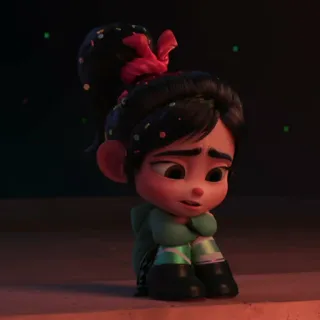 🥨 42ed55e2 Vanellope Wreck-It Ralph Vanellope von Schweetz, Ralph Spaccatutto, Disney, personaggio, triste telegram sticker